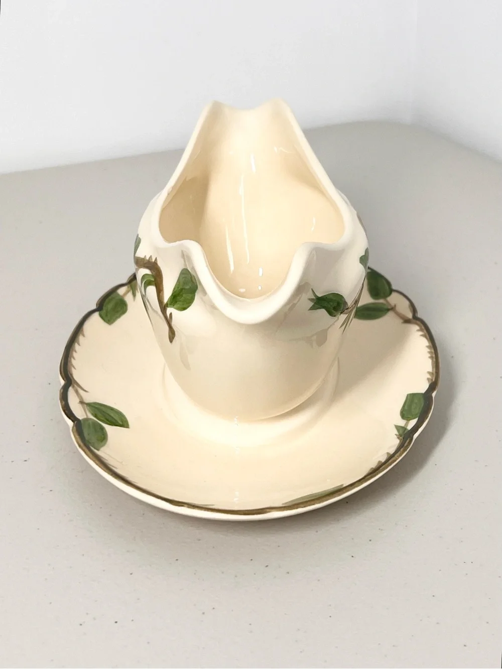 VTG Franciscan Desert Rose Gravy Boat Attached Underplate